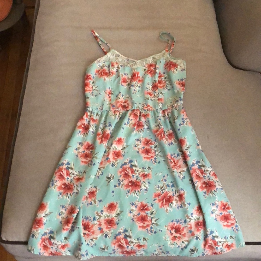 Blue floral skater dress
